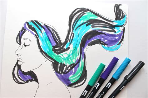 Brush pen is all about c. How to Paint Galaxy Hair using Tombow Dual Brush Pens ...