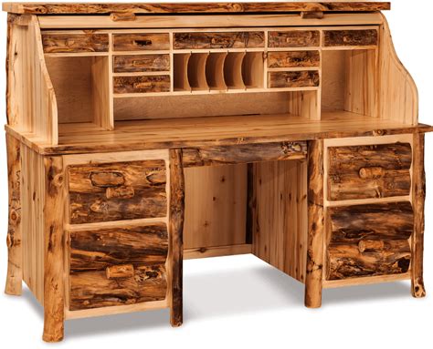 Rustic Log Roll Top Desk | Rustic style furniture, Rustic ...