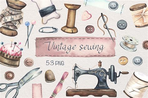 Vintage Sewing Clipart Sewing Illustration 518420 Illustrations