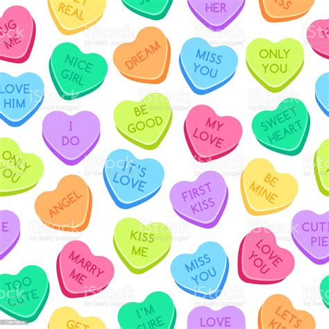 Sweet Heart Candies Pattern Colorful Valentines Hearts Love