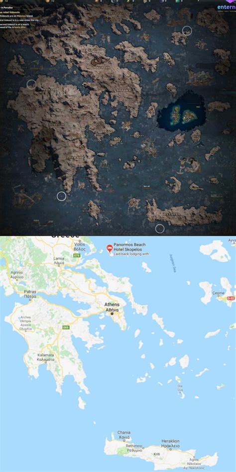 AC Odyssey Map Compared To Real World 9GAG