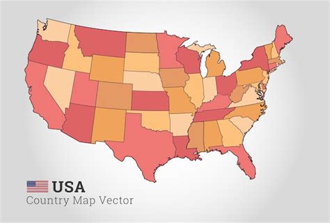 Ilustración De Vector De Mapa Colorido De Estados Unidos Vector Premium