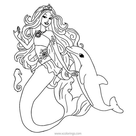 Simple Barbie Mermaid Coloring Pages XColorings