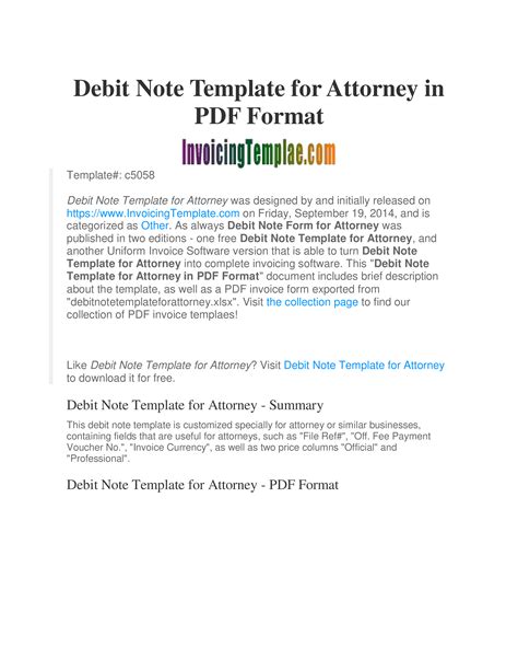 Free Debit Note Template Create Professional Invoices Manage Debits Attorney Approved