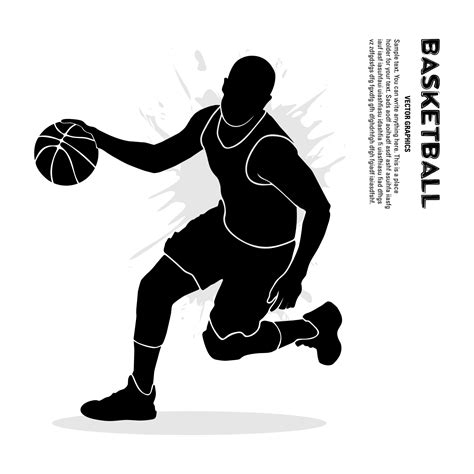 Basketball Player Running And Dribbling Vector Silhouette Illustration