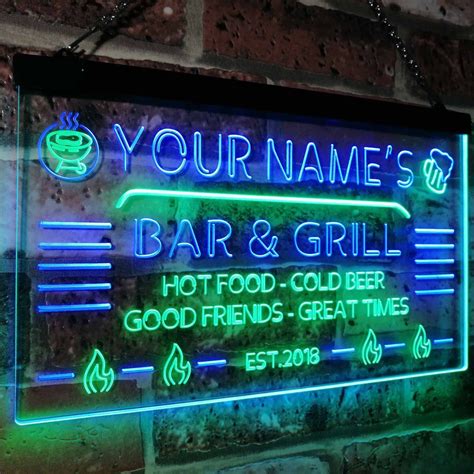 Personalized Bar And Grill Two Colors Led Sign Two Sizes The Beer Lodge Personalized Bar
