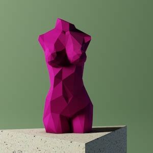 DIY Woman Sexy Body Papercraft Lady Nude Naked Lowpoly Home Decor