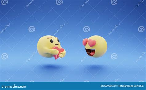 Care And Love Emoticon Concept Of Give Love To Someone Emoji Icon 3d