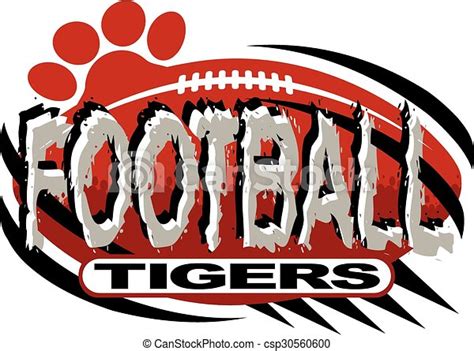 Tigers Football Team Design With Ball And Paw Print Canstock