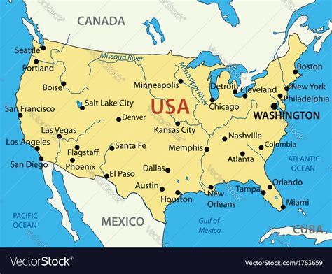 The United States Of America Map Royalty Free Vector Image