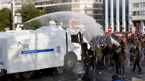 Istanbul Police Use Water Cannons Tear Gas Against Protesters