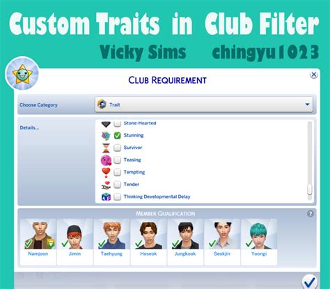 Custom Traits In Club Filter V12 Vicky Sims Chingyu1023 On Patreon