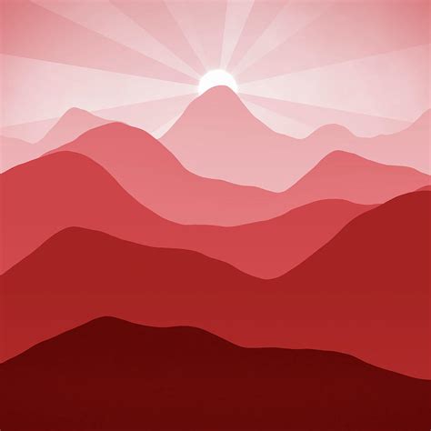 Minimalist Mountain Landscape Shades Of Red Digital Art By Matthias