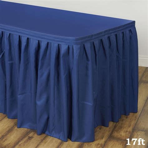 17ft Navy Blue Pleated Polyester Table Skirt Table Skirt Table Cloth