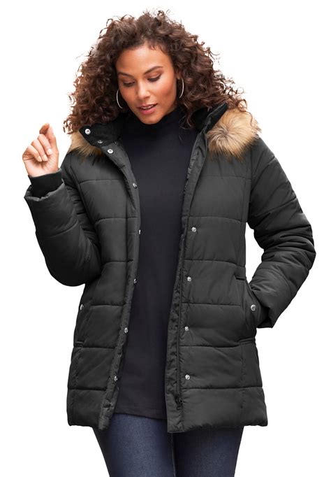 Roamans Roamans Womens Plus Size Classic Length Puffer Jacket With