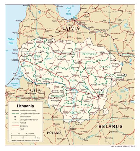 Large Scale Political And Administrative Map Of Lithuania With Roads
