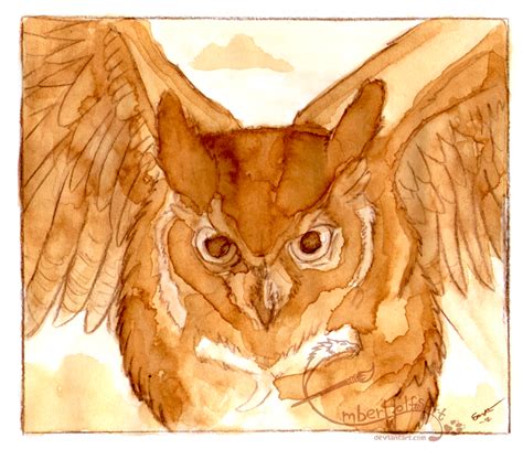Commission Coffee Painting Owl By Emberwolfsart On Deviantart