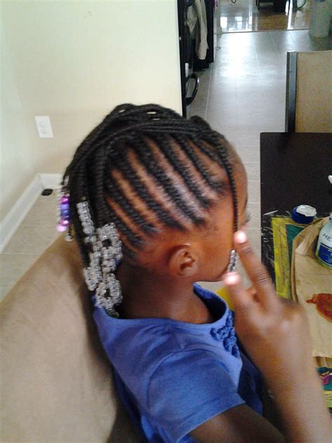They prevent hair breakage, support hair like with adults, there are many braid hairstyles for kids. jordan's mowhawk (clear beads, 1 braid with purple rainbow beads) | Cornrows for girls, Kids ...