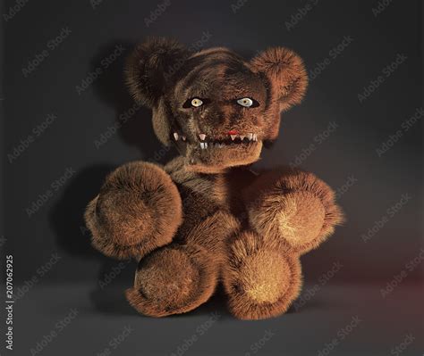 Monster Demon Horror Evil Teddy Bear 3d Rendering Stock Illustration