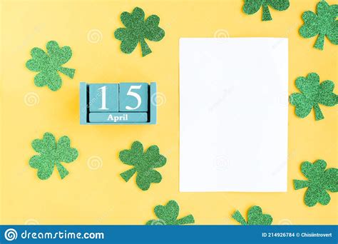 April 15 Blue Cube Calendar With Month And Date And White Mockup Blank