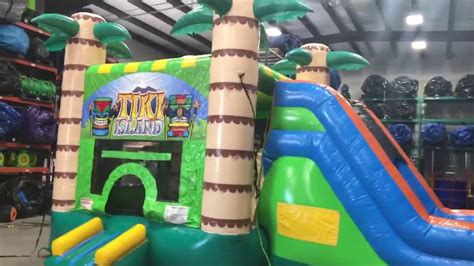 Tiki Bounce House Combo With Double Lane Water Slide Rental Youtube