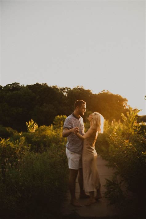 Sunset Engagement Session With Romantic And Fun Couple During Golden