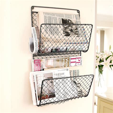 Wire Mesh Wall Mount Magazine Rack Wall Basket Storage Basket Shelves