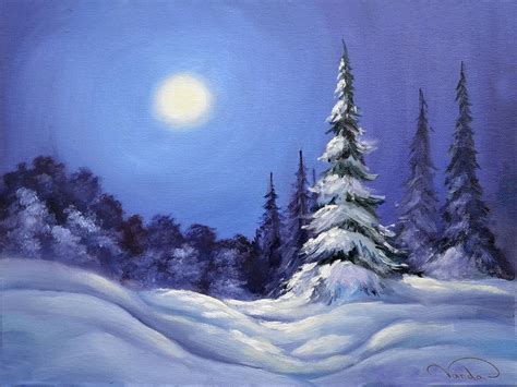 Winter Night Painting