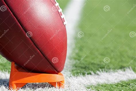 American Football Teed Up For Kickoff Stock Image Image Of Collegiate