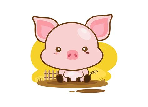Premium Vector Cute Cartoon Little Pig On A White Background