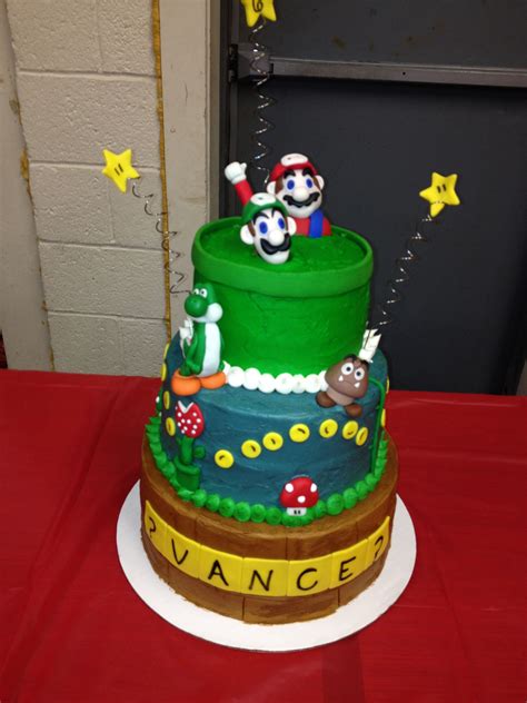 I made 2 cakes since this is a layered cake. Three tiered Super Mario birthday cake | Super mario ...