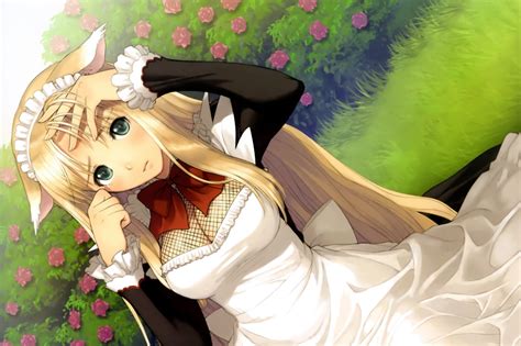 X Resolution Blonde Haired Female Anime Character Wearing Maid Costume Hd Wallpaper
