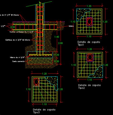 Structural Concrete Column And Footing Dwg Plan For Autocad • Designs Cad