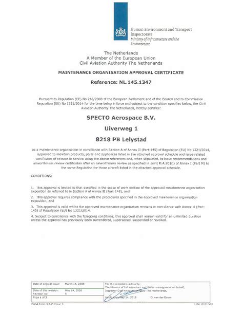 Pdf Easa Part 145 Approval Certificate And Approval Schedule · Easa