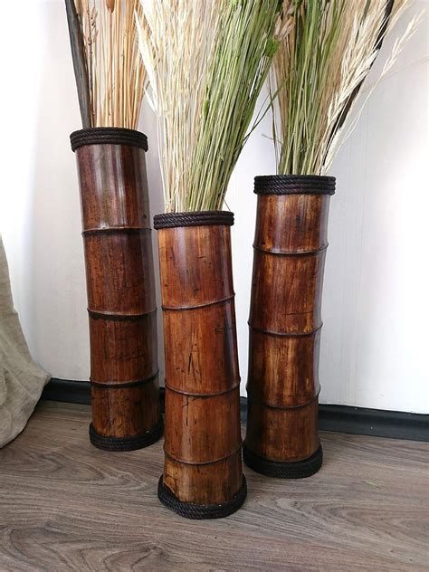 Floor Vases Wooden Bamboo Vases Garden Decor Bamboo