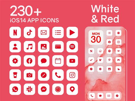 Ios Red White App Icons 230 Red And White Minimal Ios 14 Modern Icon