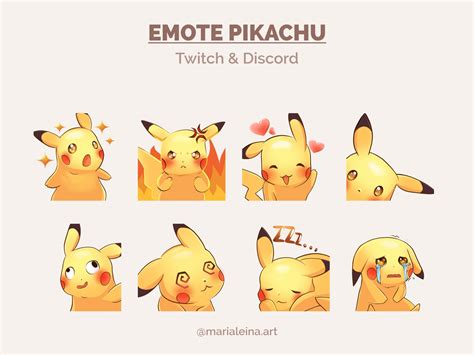 6 Pack Pikachu Emotes For Twitch Pokemon Emoticons Etsy Uk