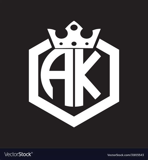 Ak Logo Monogram Rounded Hexagon Shape Royalty Free Vector