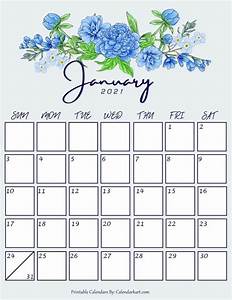 January 2021 Floral Pretty Calendar Printable Calendar Design