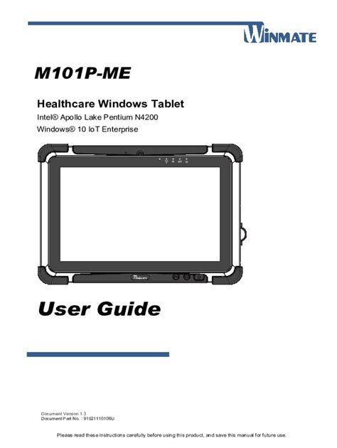 Fillable Online Healthcare Windows Tablet M101p Me User Guide User