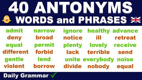 40 Very Useful Antonym Words And Phrases Used In Daily English Grammar