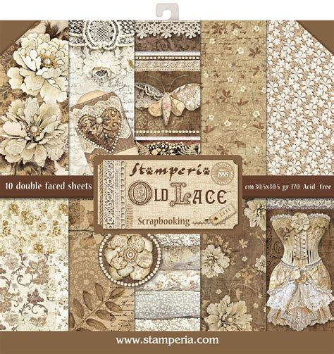 Stamperia Double Sided Paper Pad 12x12 10pkg Old Lace 10 Designs1