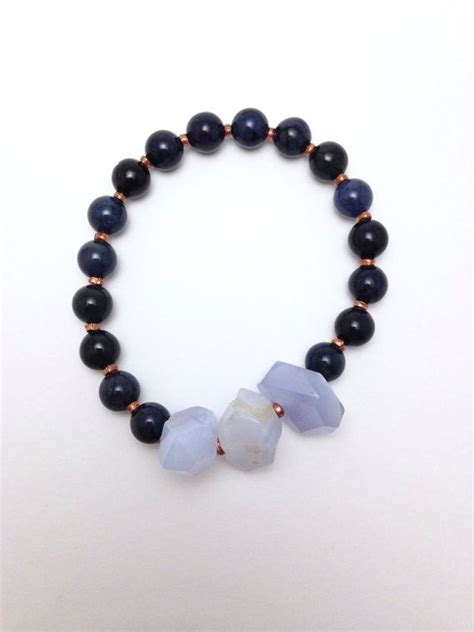 Blue Lace Agate And Dark Blue 8mm Dumortierite Stretch Bead Etsy