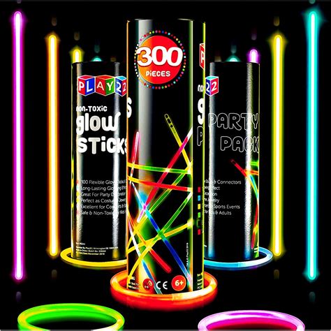 Play22 Glow Sticks 300 Pack 8 Inch Ultra Bright Glow Sticks Bulk
