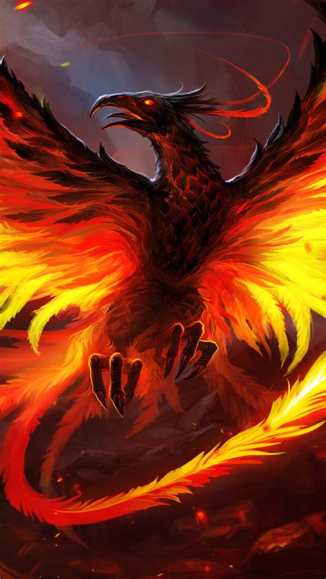 Illustration about illustration of mythical phoenix bird. 720x1280 Phoenix The Red Bird 4k Moto G,X Xperia Z1,Z3 Compact,Galaxy S3,Note II,Nexus HD 4k ...