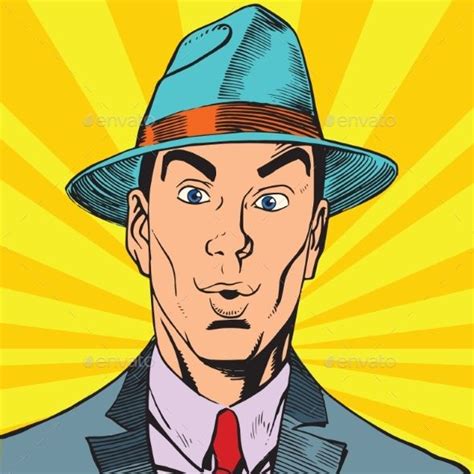 Portrait Of Surprised Man In A Hat Pop Art Comic Vintage Pop Art