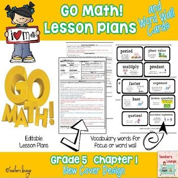 This web page is provided as a service; Go Math Lesson Plans Unit 1 - Word Wall Cards - EDITABLE - Grade 5