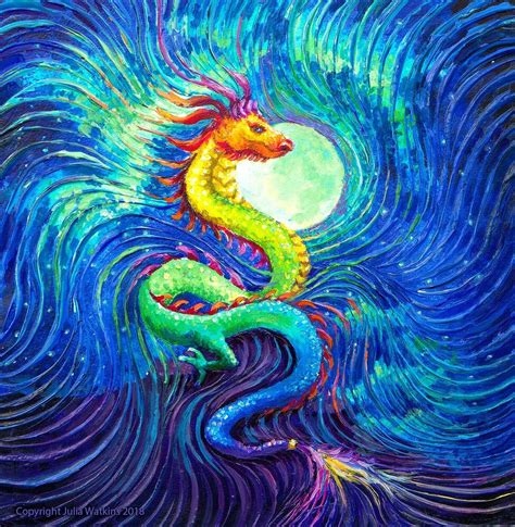 Dragons Moon Energy Painting Giclee Print Energy Artist Julia