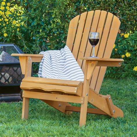 Bcp Foldable Wooden Adirondack Chair Natural Finish Ebay