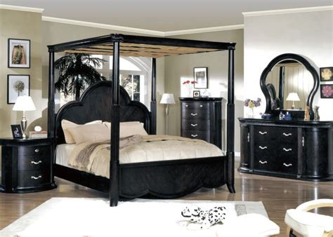 St regis king size canopy bed distressed black 4 piece transitional. 11 best bedroom sets images on Pinterest | Black canopy ...